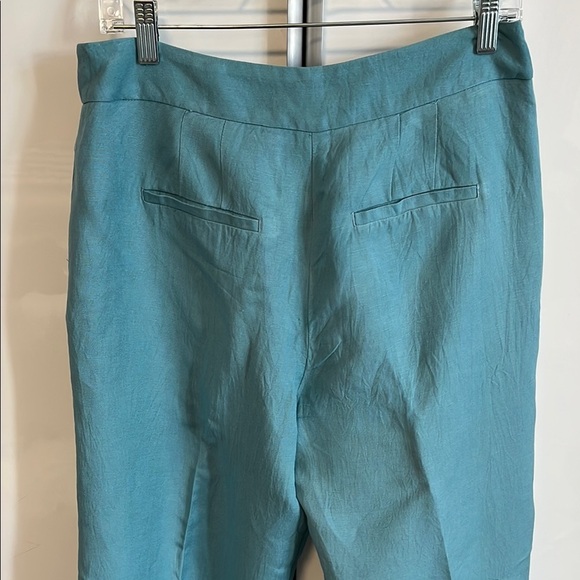 DYNAMITE Yasmin Straight Leg Linen Pants Turquoise, Size 8 - Picture 12 of 14